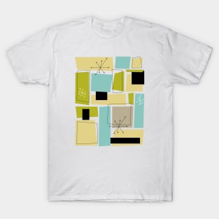 Blue Yellow Green Rectangles Mid Century T-Shirt